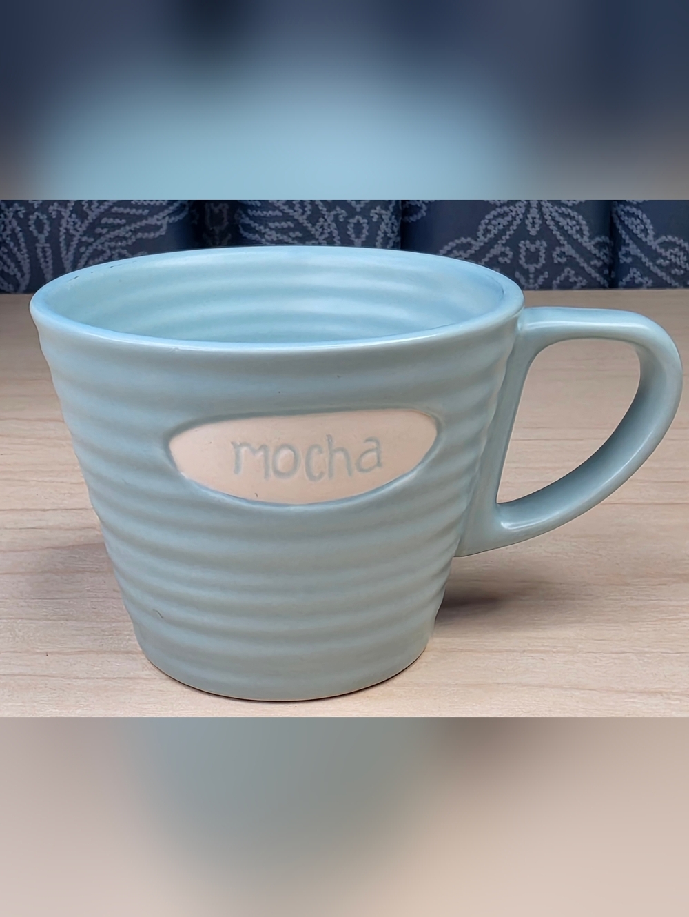 Starbucks 2007 Blue Ribbed Mocha Mug 9 oz Matte Finish Coffee Cup